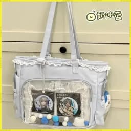 Japanese 2D Anime Itabag Ballet Girl Large Appetite Single Shoulder Crossbody Bag With Clear Pocket Lace Trim Gift For Friends