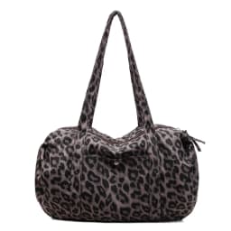 Trendy Leopard Print Canvas Shoulder Bag Large Capacity Fashion Tote Handle Bag for Daily Commute Versatile Texture Storage Bags