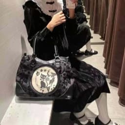 Vintage Black Cat Print Tote Bag Women Dark Gothic Style Large Capacity Handbag Ladies Fashion Commuter Elegant Shoulder Bag New