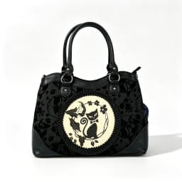 Vintage Black Cat Print Tote Bag Women Dark Gothic Style Large Capacity Handbag Ladies Fashion Commuter Elegant Shoulder Bag New