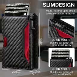 Men Vintage Leather Wallet RFID Blocking Aluminum Auto Pop Up Credit Card Holder for Men