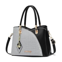 Color-blocked commuter versatile gift new fashion handbag large-capacity plaid color-blocking middle-aged women's shoulder cross