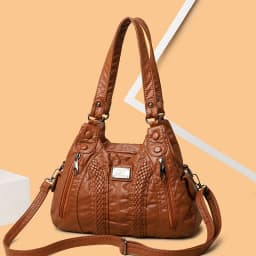 Women's Retro Crossbody Bag, Large Capacity Convertible Shoulder Bag and Handbag, Synthetic Leather with Zipper, Suitable for Da