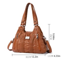 Women's Retro Crossbody Bag, Large Capacity Convertible Shoulder Bag and Handbag, Synthetic Leather with Zipper, Suitable for Da
