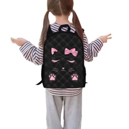 Pink Cat Three Piece Set Backpacks For Boy And Girls Best Gifts 2D Flat Cartoon School Bag For Children