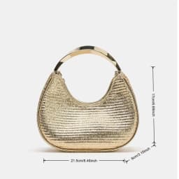 Women Luxury Golden Textured Hobo Bag Metal Top Handle Evening Clutch Bag Detachable Crossbody Chain Strap Party Wedding Handbag