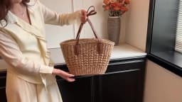 Summer Straw Bags for Women Straw Shoulder Bags Rattan Woven Top Handle Bag Hollow Raffia Crochet Beach Bag Casual Handbags