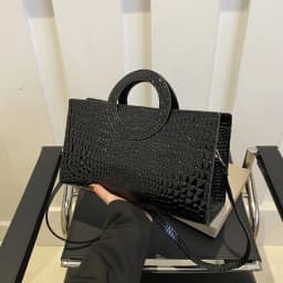Women's Crocodile Pattern PU Leather Handbags Green Square Bag Fashion Brand Shoulder Messenger Bags Female Clutches