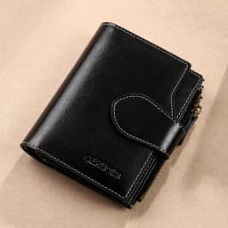 RFID Anti-Theft Brush New Three Fold Multi Fold Genuine Leather Cowhide Wallet Multifunctional Anti Tamper Magnetic Card Bag Sho