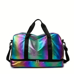 Large Capacity Holographic Travel Duffel Bag Lightweight Nylon Weekender Tote for Gym Sports Overnight Trips