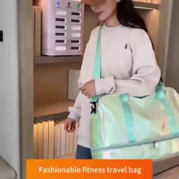 Large Capacity Holographic Travel Duffel Bag Lightweight Nylon Weekender Tote for Gym Sports Overnight Trips