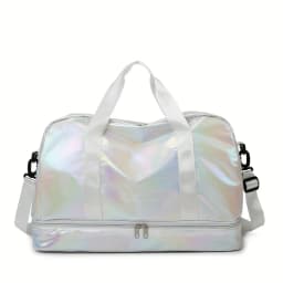 Large Capacity Holographic Travel Duffel Bag Lightweight Nylon Weekender Tote for Gym Sports Overnight Trips