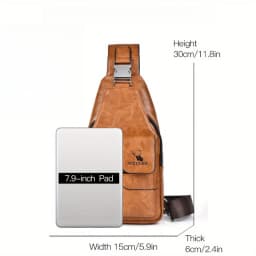 1pcs Vintage Waterproof PU Crossbody Bag Anti-Stain Large Capacity Casual Outdoor Travel Chest Pack Fashionable shoulder bag