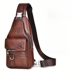 1pcs Vintage Waterproof PU Crossbody Bag Anti-Stain Large Capacity Casual Outdoor Travel Chest Pack Fashionable shoulder bag