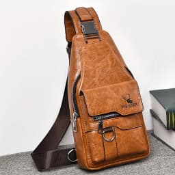 1pcs Vintage Waterproof PU Crossbody Bag Anti-Stain Large Capacity Casual Outdoor Travel Chest Pack Fashionable shoulder bag