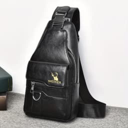 1pcs Vintage Waterproof PU Crossbody Bag Anti-Stain Large Capacity Casual Outdoor Travel Chest Pack Fashionable shoulder bag