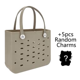 Large Waterproof EVA Punched Beach Tote Bag for Women, Casual Outdoor Travel Handbag with 5Pcs Random Cute Charms