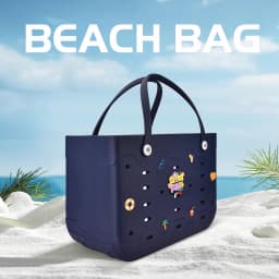 Large Waterproof EVA Punched Beach Tote Bag for Women, Casual Outdoor Travel Handbag with 5Pcs Random Cute Charms