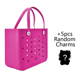 Large Waterproof EVA Punched Beach Tote Bag for Women, Casual Outdoor Travel Handbag with 5Pcs Random Cute Charms