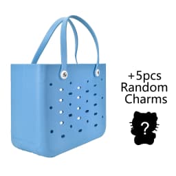 Large Waterproof EVA Punched Beach Tote Bag for Women, Casual Outdoor Travel Handbag with 5Pcs Random Cute Charms