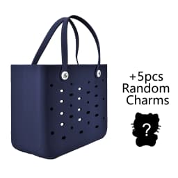 Large Waterproof EVA Punched Beach Tote Bag for Women, Casual Outdoor Travel Handbag with 5Pcs Random Cute Charms