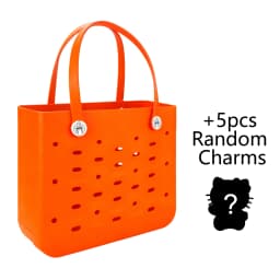 Large Waterproof EVA Punched Beach Tote Bag for Women, Casual Outdoor Travel Handbag with 5Pcs Random Cute Charms