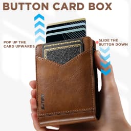 SUTENI Card Slot Wallet Flip Cover Faux Leather Card Box Pressing The Button Automatically Ejects The Card