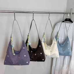 2026 New CEEKAY Star Embroidered Hobo Bag, Cute Shoulder Bag with Star Pendant, Large Capacity Tote for Women Handbag Tote Bag