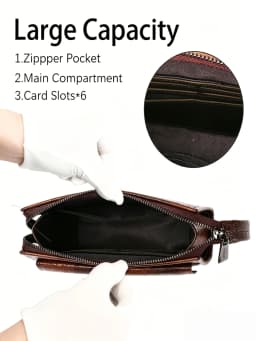 Men's Large Capacity Clutch with Hidden Pocket, Men Long Wallet for Business Evening, Croc Embossed PU Leather