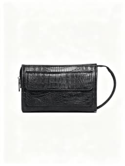 Men's Large Capacity Clutch with Hidden Pocket, Men Long Wallet for Business Evening, Croc Embossed PU Leather