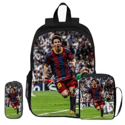 M-Messi 3Pcs Set Backpack Shoulder Bags Pencil Bags Bookbag Football Star Rucksack child Mochila Sports Schoolbag Kids Gift