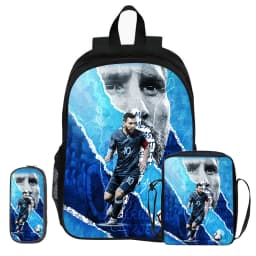 M-Messi 3Pcs Set Backpack Shoulder Bags Pencil Bags Bookbag Football Star Rucksack child Mochila Sports Schoolbag Kids Gift
