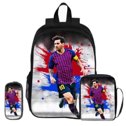 M-Messi 3Pcs Set Backpack Shoulder Bags Pencil Bags Bookbag Football Star Rucksack child Mochila Sports Schoolbag Kids Gift