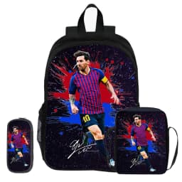 M-Messi 3Pcs Set Backpack Shoulder Bags Pencil Bags Bookbag Football Star Rucksack child Mochila Sports Schoolbag Kids Gift
