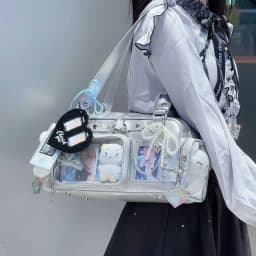 New Y2k Star Chain Ita Bag Cute Girl Comic Exhibition Transparent Shoulder Bag Large Capacity Crossbody Bag DIY Display Handbags
