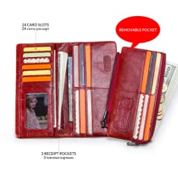 CONTACT'S 100% Genuine Leather Wallet Women Long Coin Purse Clutch Bag Name Engraving Card Holder Money Clip Handbag Men's Purse