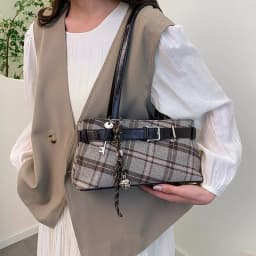 Girls Canvas Plaid Armpit Bag Fashion Checkerboard Grid Tote Handbag Vintage Shoulder Bag Retro Large Capacity Top-Handle Bags