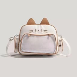 New Y2K Korean Kawaii Cat Ita Bag Cute PU Shoulder Bag Girls Transparent Pocket Harajuku Crossbody Bag Women's Fashion Backpacks