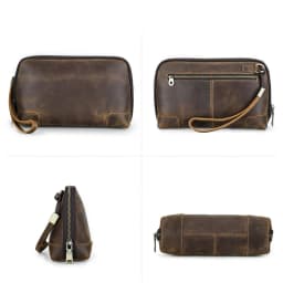 CONTACT'S Men Travel Clutch Bag Genuine Leather Clutch Wallet Handbag Purse Casual Charge Cable Organizer Storage Bag