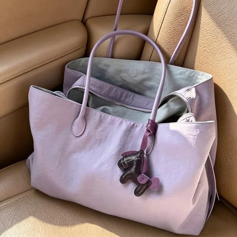 2026 New Spring Summer Women Nylon Tote Bag Multi Compartment Large Capacity Lightweight Color Block Shoulder Handbag For Travel