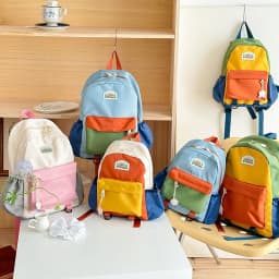 New Color Block Kids Backpack Lightweight Kindergarten School Bag for Boys Girls Travel Outdoor Leisure