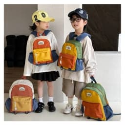 New Color Block Kids Backpack Lightweight Kindergarten School Bag for Boys Girls Travel Outdoor Leisure
