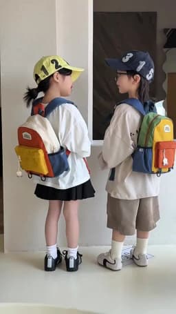 New Color Block Kids Backpack Lightweight Kindergarten School Bag for Boys Girls Travel Outdoor Leisure