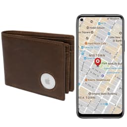 Airtag Men's Wallets RFID Genuine Leather Trifold Wallets For Men With ID Window And Credit Card Holder