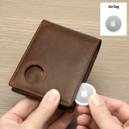 Airtag Men's Wallets RFID Genuine Leather Trifold Wallets For Men With ID Window And Credit Card Holder
