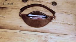 CONTACT'S Genuine Crazy Horse Leather Waist Packs For Men Travel Fanny Pack Single Shoulder Bag for Phone Male Chest Bags 2023