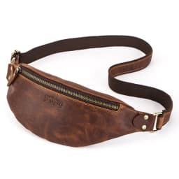 CONTACT'S Genuine Crazy Horse Leather Waist Packs For Men Travel Fanny Pack Single Shoulder Bag for Phone Male Chest Bags 2023