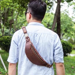 CONTACT'S Genuine Crazy Horse Leather Waist Packs For Men Travel Fanny Pack Single Shoulder Bag for Phone Male Chest Bags 2023