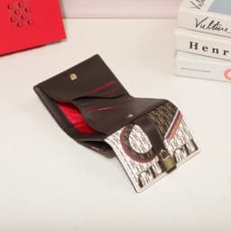 CH Women Short Wallet Vintage Printed Coin Purse Small Leather Wallet Card Holder Foldable Clutch Purse with Lock Buckle