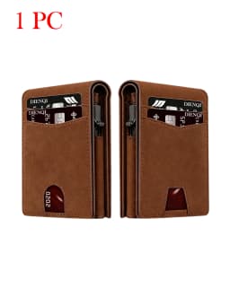 RFID Blocking Mens Wallet Minimalist Slim Magnetic Pop-Up Card Holder Metal Bank Credit Cardholder Bifold Smart Wallets for Men